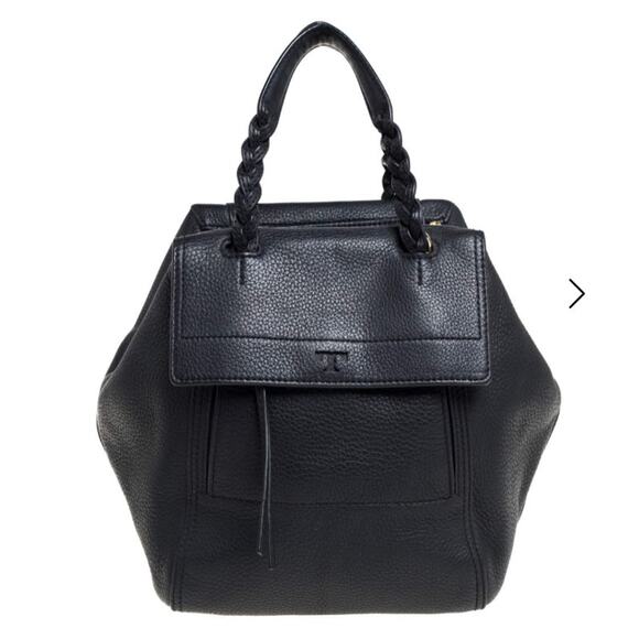 Tory Burch Handbags - TORY BURCH Half Moon Small Satchel Bag Black Leather Handbag & Dustbag